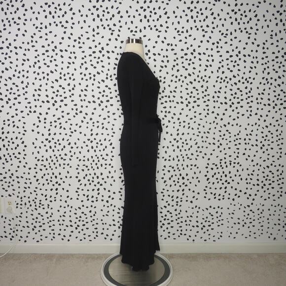 Zara Black Ribbed Knit Button Front Midi Pocket Dress - Picture 8 of 12